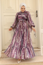 Neva Style - Robe Hijab Violette 12101MOR - Thumbnail