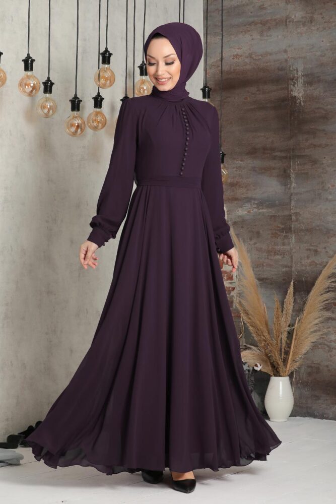 Neva Style - Robe Hijab Violette 2703MOR - 1