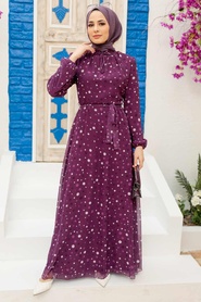 Neva Style - Robe Hijab Violette 279065MOR - Thumbnail