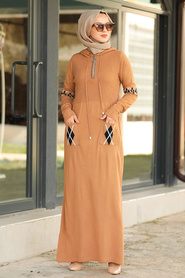 Neva Style - Robe Pull Hijab Biscuit 2243BS - Thumbnail