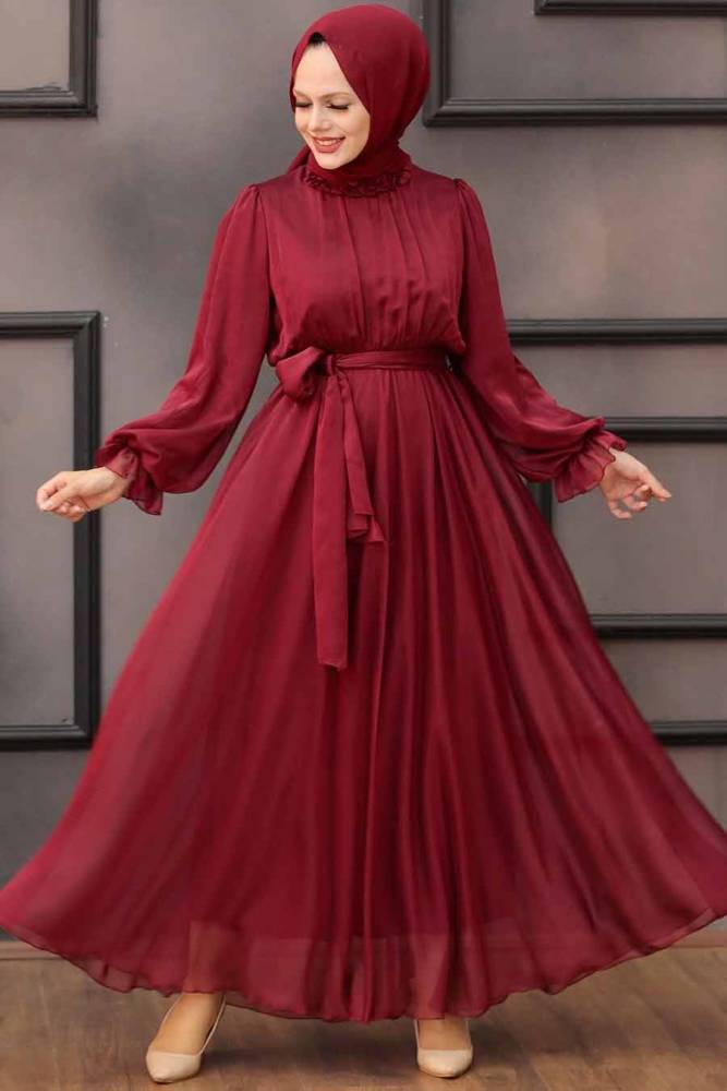 Neva Style -Robe rouge bordeaux 14231BR - 1