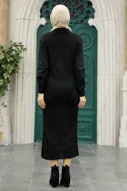 Neva Style - Robe Tricot Hijab Noir 5248S - Thumbnail