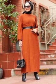 Neva Style - Robe Tricot Taba Hijab 5190TB - Thumbnail