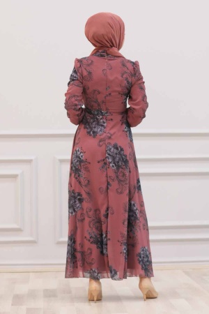 Neva Style - Robe voile rose foncé 27921KGK - 2