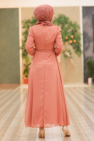 Neva Style - Robe voile saumon foncé 27922KSMN - 2