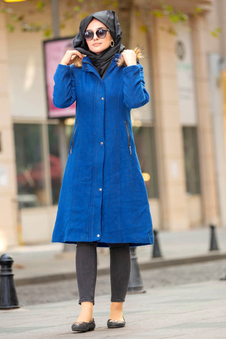 Neva Style - Royal Blue Hijab Coat 90240SX