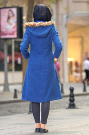 Neva Style - Royal Blue Hijab Coat 90240SX - Thumbnail