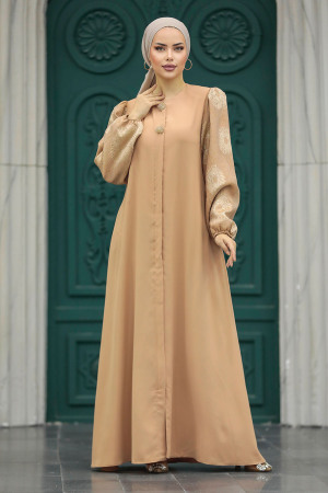 Salmon Pink Dubai Abaya 20157SMN - 2