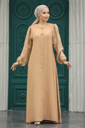 Salmon Pink Dubai Abaya 20157SMN - 3