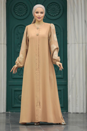 Salmon Pink Dubai Abaya 20157SMN - 4