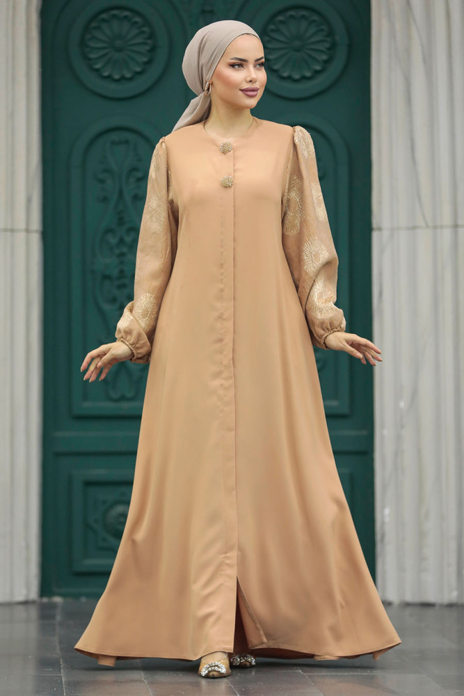 Salmon Pink Dubai Abaya 20157SMN - 1