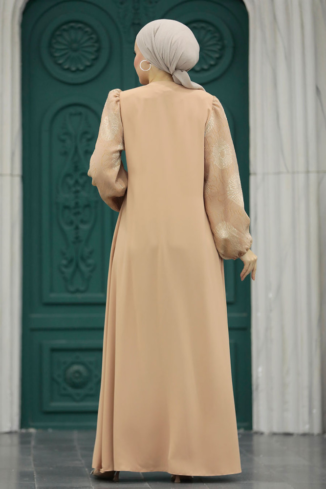 Salmon Pink Dubai Abaya 20157SMN - 5