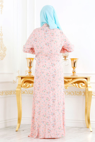 Neva Style -Salmon Pink Hijab Dress 1539SMN - Thumbnail