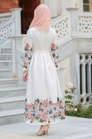 Neva Style - Salmon Pink Hijab Dress 17535SMN - Thumbnail