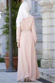 Neva Style - Salmon Pink Hijab Dress 7070SMN - Thumbnail