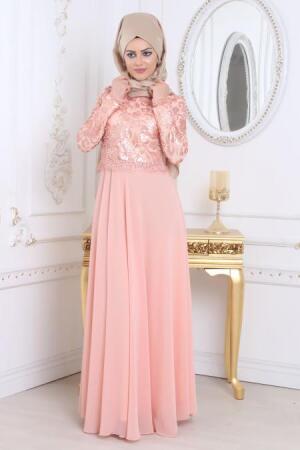 Somon Tesettür Abiye Elbise 7943SMN - 1