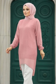 Neva Style - Salmon Pink Hijab For Women Tunic 91235SMN - Thumbnail