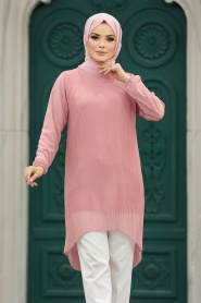 Neva Style - Salmon Pink Hijab For Women Tunic 91235SMN - Thumbnail