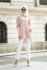 Neva Style - Salmon Pink Hijab Tunic 5058SMN - Thumbnail