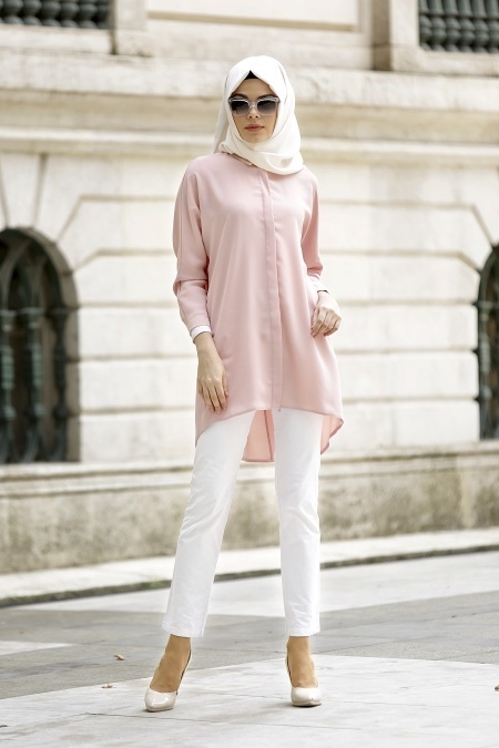 Neva Style - Salmon Pink Hijab Tunic 5058SMN