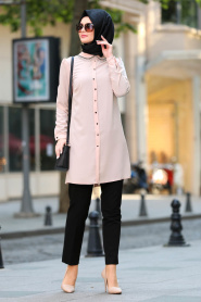 Neva Style -Salmon Pink Hijab Tunic 5073SMN - Thumbnail