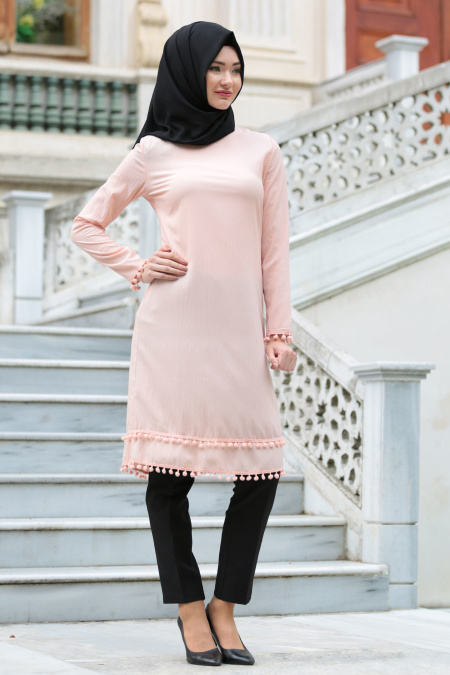 Neva Style - Salmon Pink Hijab Tunic 52040SMN