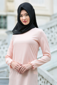 Neva Style - Salmon Pink Hijab Tunic 52040SMN - Thumbnail