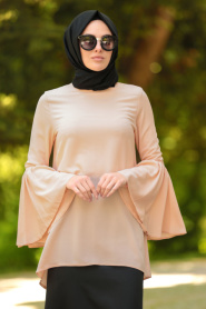 Neva Style - Salmon Pink Hijab Tunic 52430SMN - Thumbnail