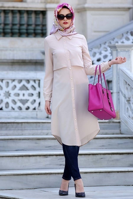 Neva Style - Salmon Pink Hijab Tunic 811SMN