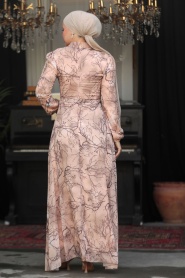 Neva Style - Salmon Pink Islamic Clothing Dress 279330SMN - Thumbnail