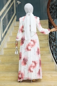 Neva Style - Salmon Pink Long Muslim Dress 279313SMN - Thumbnail