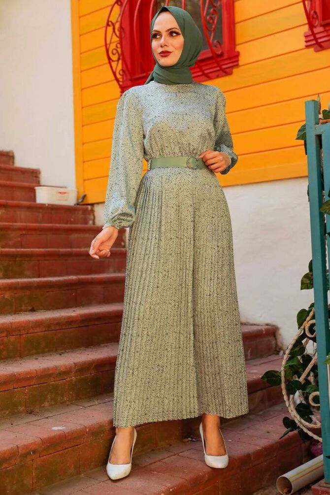 Combinaison longue à motifs – Vert menthe 2218MINT - 1