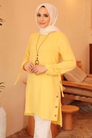 Neva Style - Sarı Tesettür Tunik 4044SR - 2