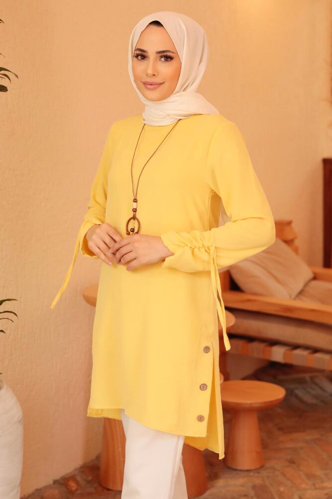 Neva Style - Sarı Tesettür Tunik 4044SR - 2