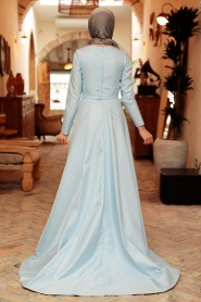 Neva Style - Satin Baby Blue Muslim Bridesmaid Dress 284BZM - Thumbnail