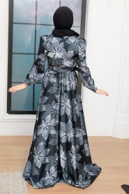 Neva Style - Satin Black Islamic Engagement Dress 35670S - Thumbnail