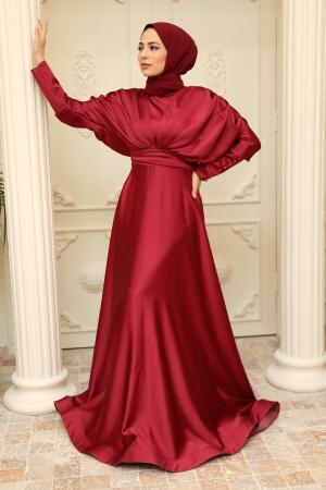 Neva Style - Satin Claret Red Muslim Prom Dress 22470BR - 1