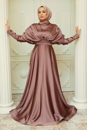 Neva Style - Satin Cooper Muslim Prom Dress 22470BKR - Thumbnail