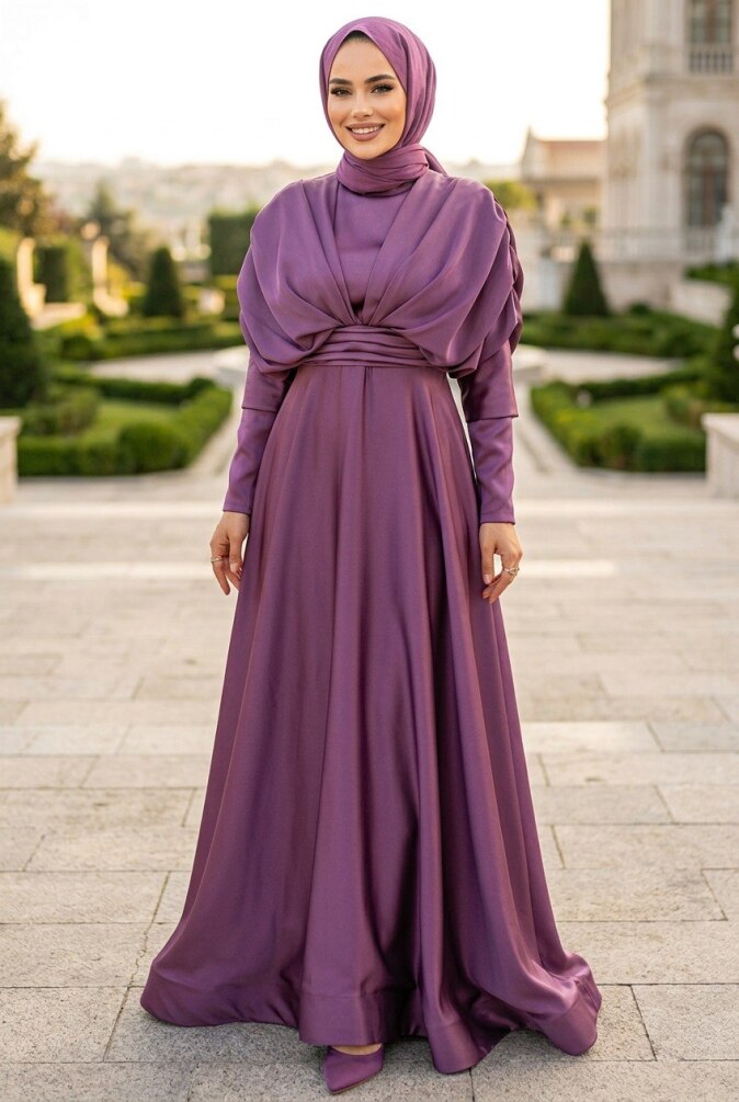 Neva Style - Satin Dark Dusty Rose Muslim Prom Dress 22470KGK - 1