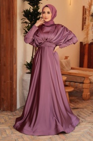 Neva Style - Satin Dark Dusty Rose Muslim Prom Dress 22470KGK - Thumbnail