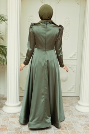 Neva Style - Satin Khaki Hijab Prom Dress 2239HK - Thumbnail