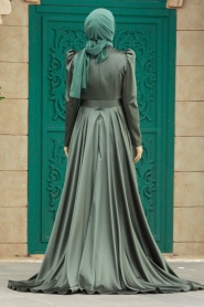 Neva Style - Satin Khaki Muslim Wedding Gown 23082HK - Thumbnail