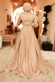 Neva Style - Satin Mink Hijab Long Sleeve Dress 777V - Thumbnail