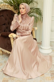 Neva Style - Satin Mink Modest Islamic Clothing Wedding Dress 22840V - Thumbnail