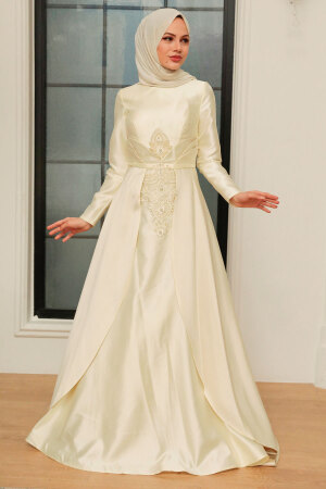 Neva Style - Satin Yellow Muslim Bridesmaid Dress 284SR - 1