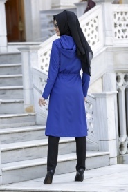 Neva Style - Sax Blue Hijab Coat 130SX - Thumbnail