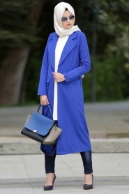 Neva Style - Sax Blue Hijab Coat 5047SX - Thumbnail