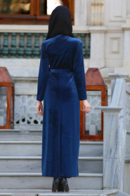 Neva Style - Sax Blue Hijab Dress 13757SX - Thumbnail