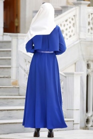 Neva Style - Sax Blue Hijab Dress 4023SX - Thumbnail