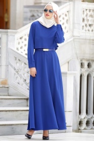 Neva Style - Sax Blue Hijab Dress 4023SX - Thumbnail